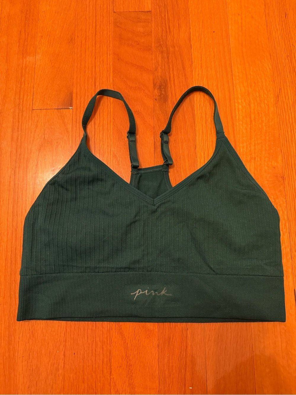 PINK Victoria's Secret Seamless Ribbed Bralette - Forest Green